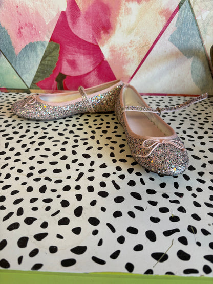 Crewcuts sparkly pink & silver Mary Jane dress shoes. Size 3.