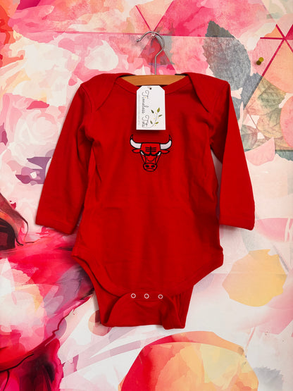 Chicago Bulls red long sleeve onesie. Size 18m. NEW WITH TAGS.
