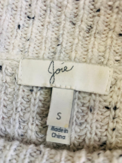 Joie cream & grey wool knit sweater with wavy trim on neck. Size Small.