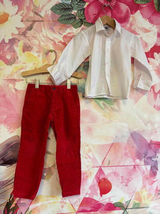 Polo Ralph Lauren red corduroy pants & Good Lad of Philadelphia white button down shirt. Both Size 3T