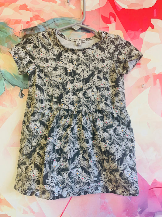 art & eden onesie dress. Grey short sleeve with horses and front pockets. Size 24m