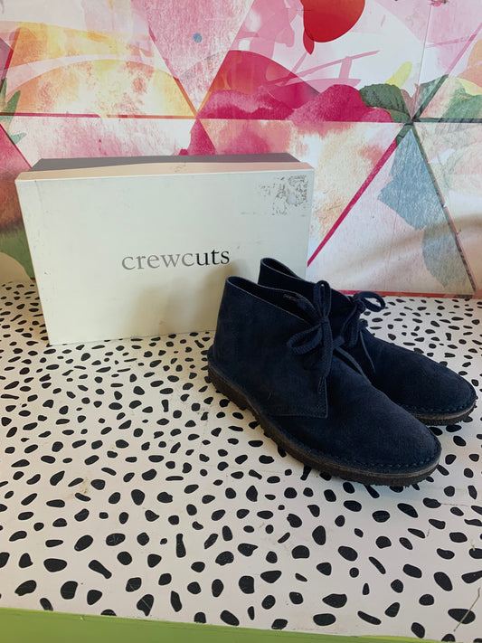 Crewcuts navy blue suede Macalister boots. Size 3. Comes in original box.