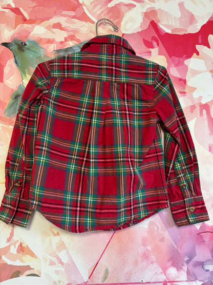 Tommy Bahama red/green plaid long sleeve button down. Size 4T.