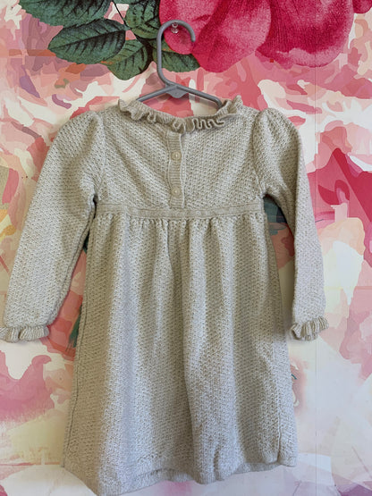 Janie & Jack cream & gold long sleeve sweater dress with ruffle details down front and on wrist/neck. Size 18-24m Janie & Jack cream & gold long sleeve sweater dress with ruffle details down front and on wrist/neck. Size 18-24m