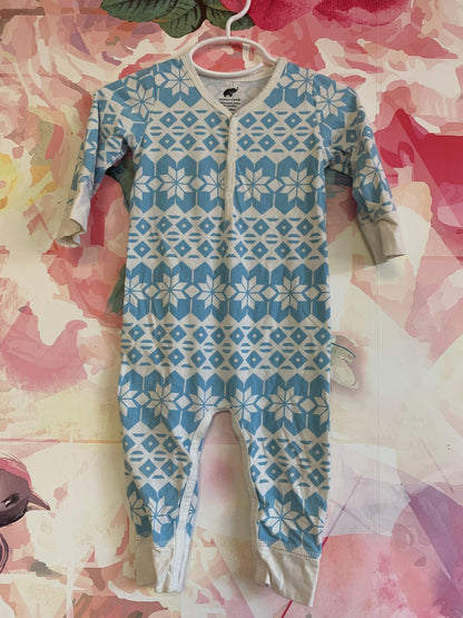 Monica & Andy blue/white long sleeve snap romper. Size 12-18months. 2 available.