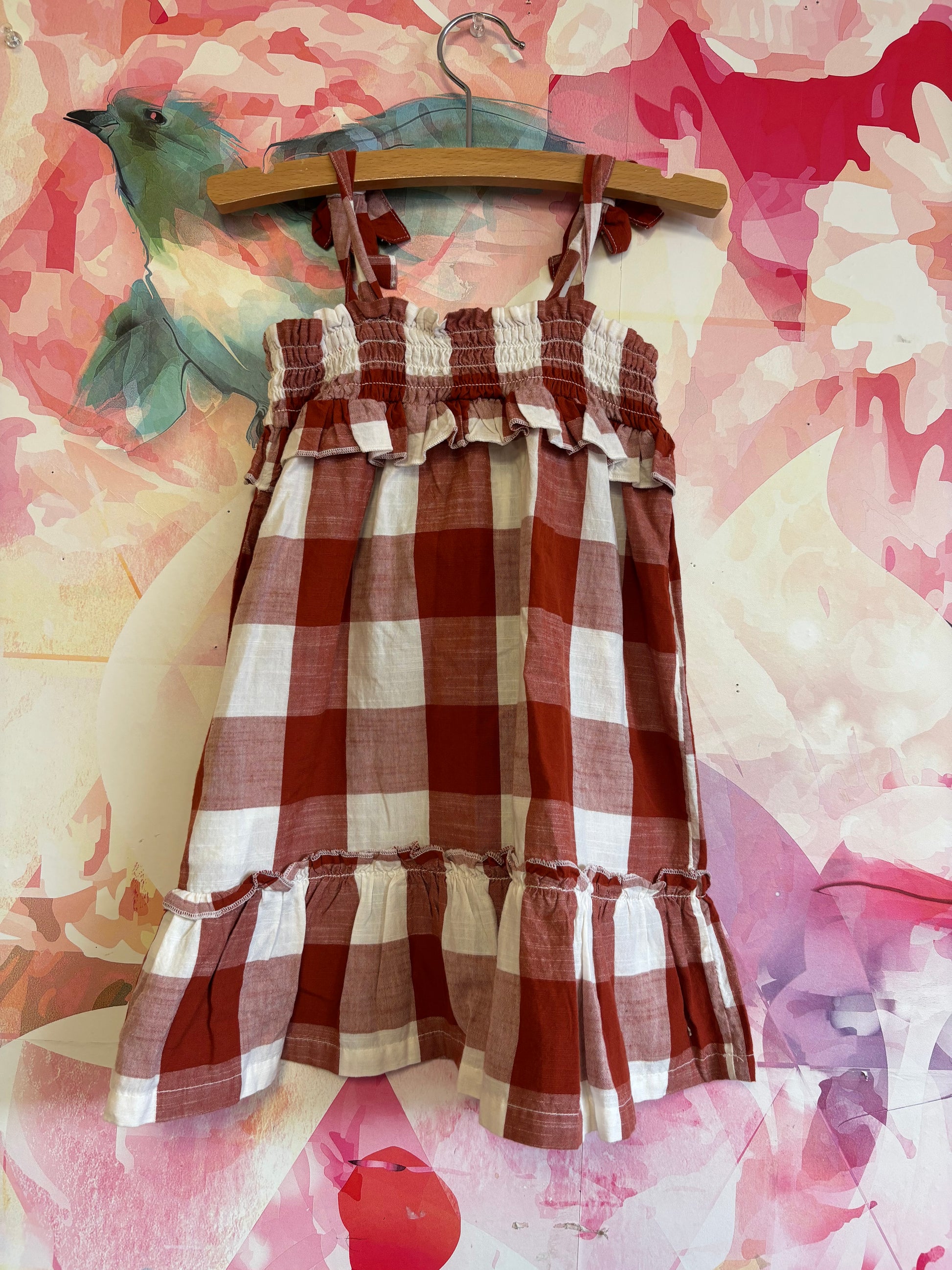 H&M brown & cream checkered dress WITH shoulder ties. New WITH TAGS. size 2T H&M brown & cream checkered dress WITH shoulder ties. New WITH TAGS. size 2T
