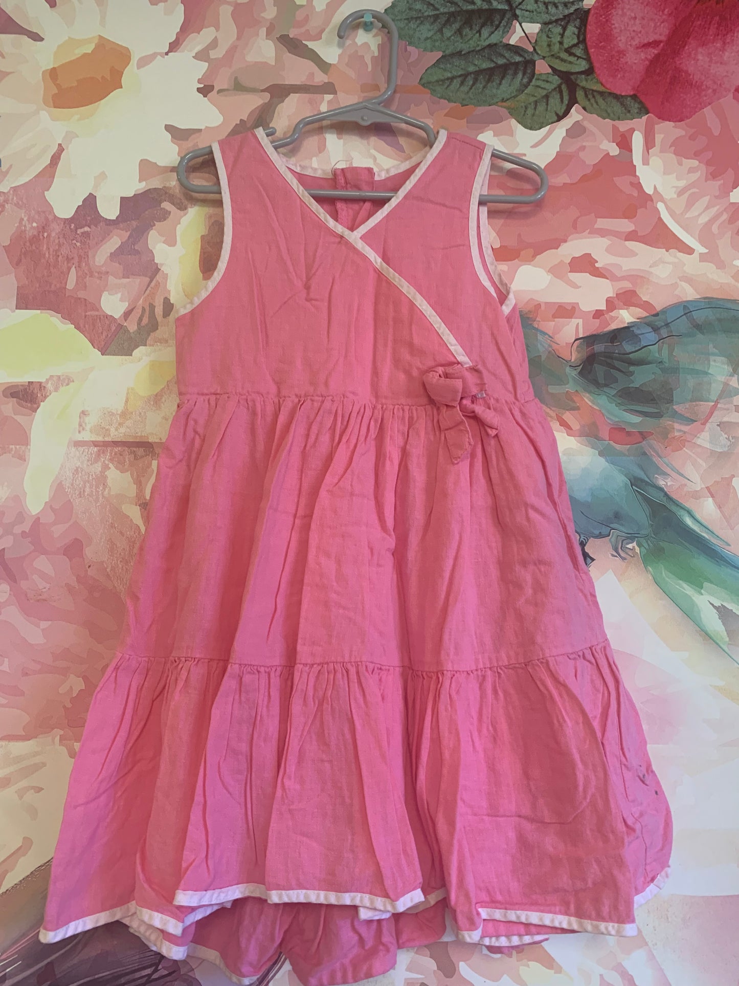 Habitual pink shift dress with white hems. Size 5/6