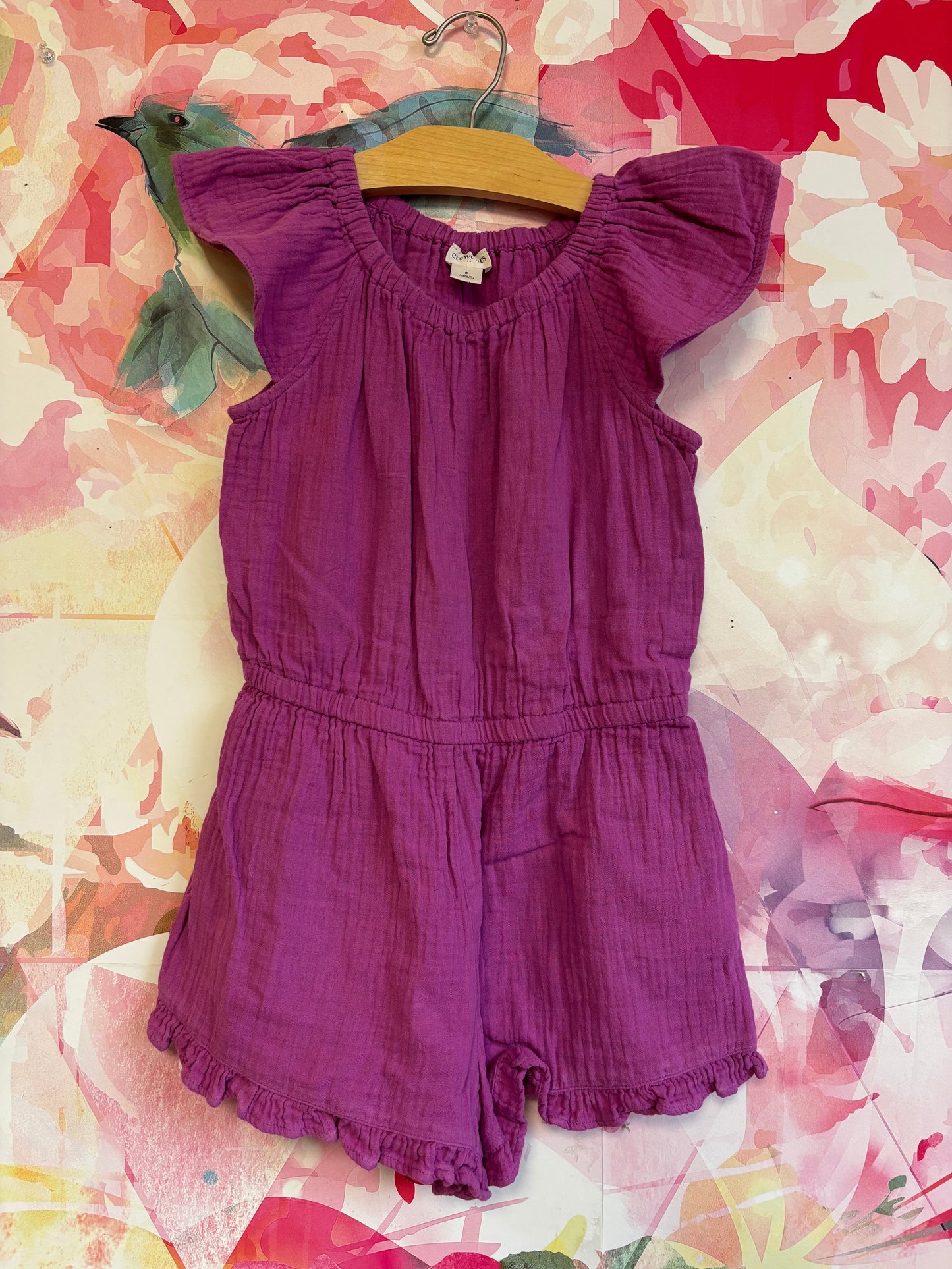 Crewcuts purple short sleeve romper. Size 8