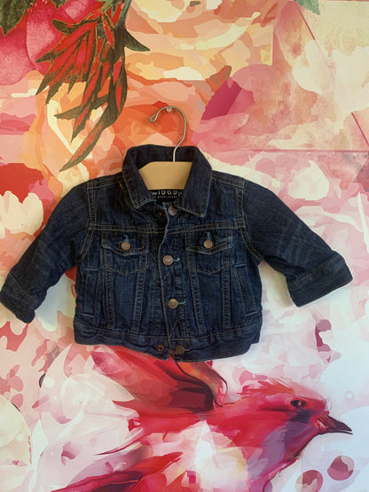 Baby Gap 1969 dark blue denim jacket with snaps. Size 0-6m