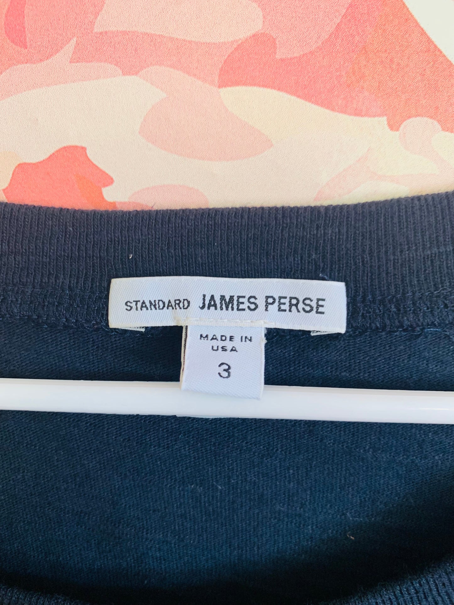 James Perse long sleeve blue shirt with California written on one arm & Waverider on back. Size 3