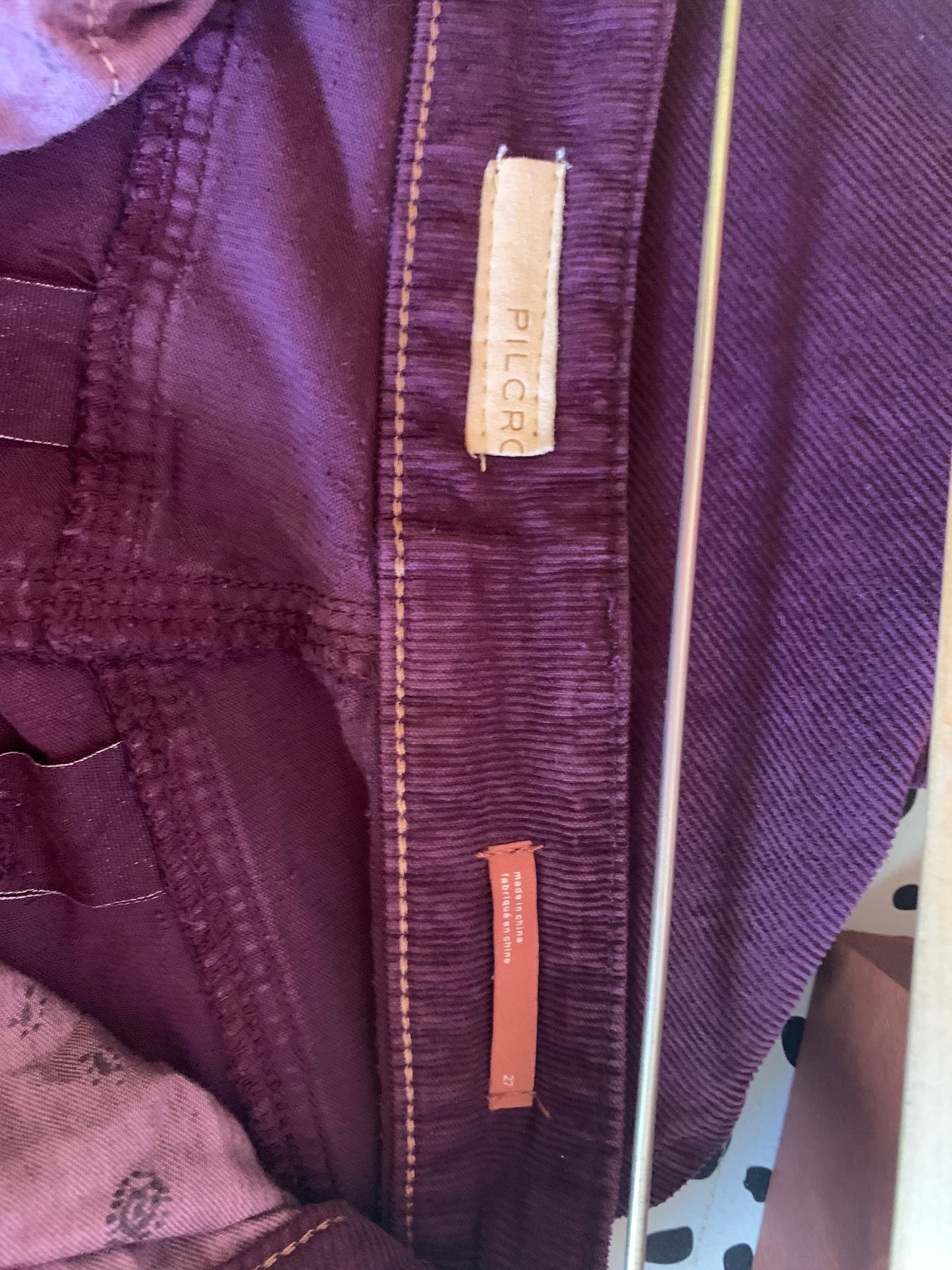 Pilcro purple wide leg corduroy pants. Size 27.