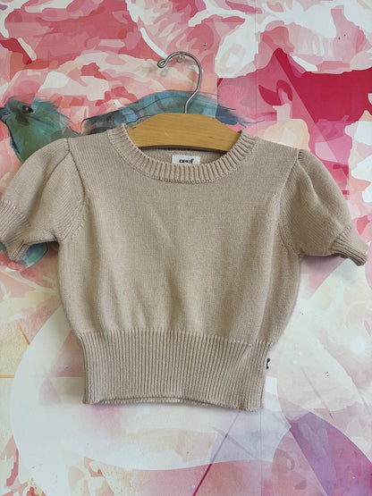 Oeuf light beige short sleeve sweater. Size 2T / 3T