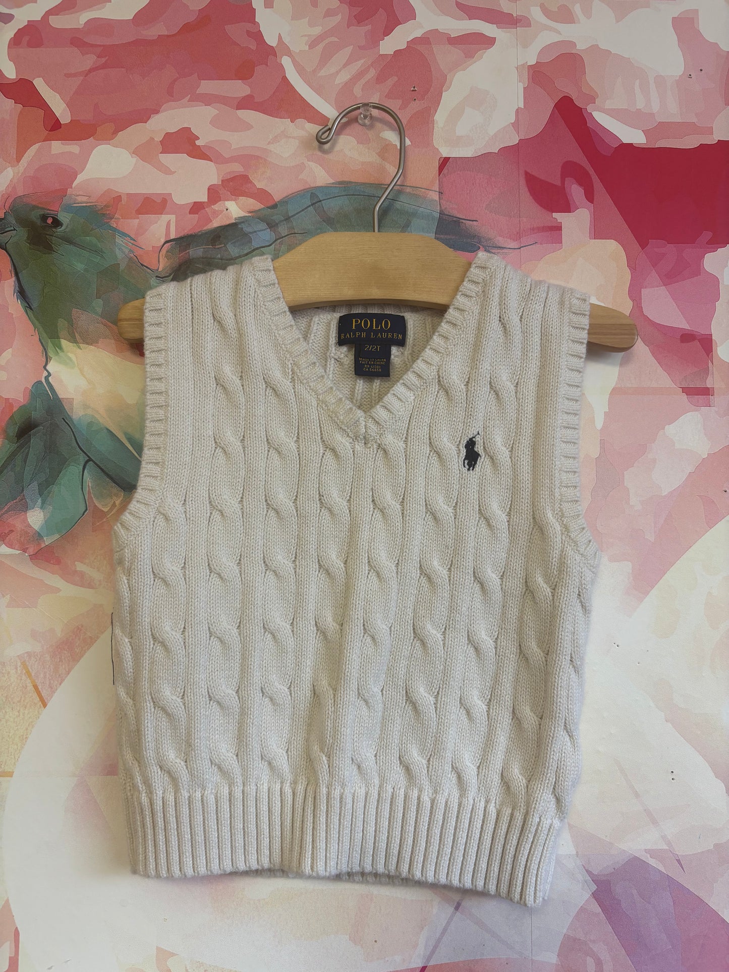 Polo Ralph Lauren ivory knit sweater vest. Size 2T.