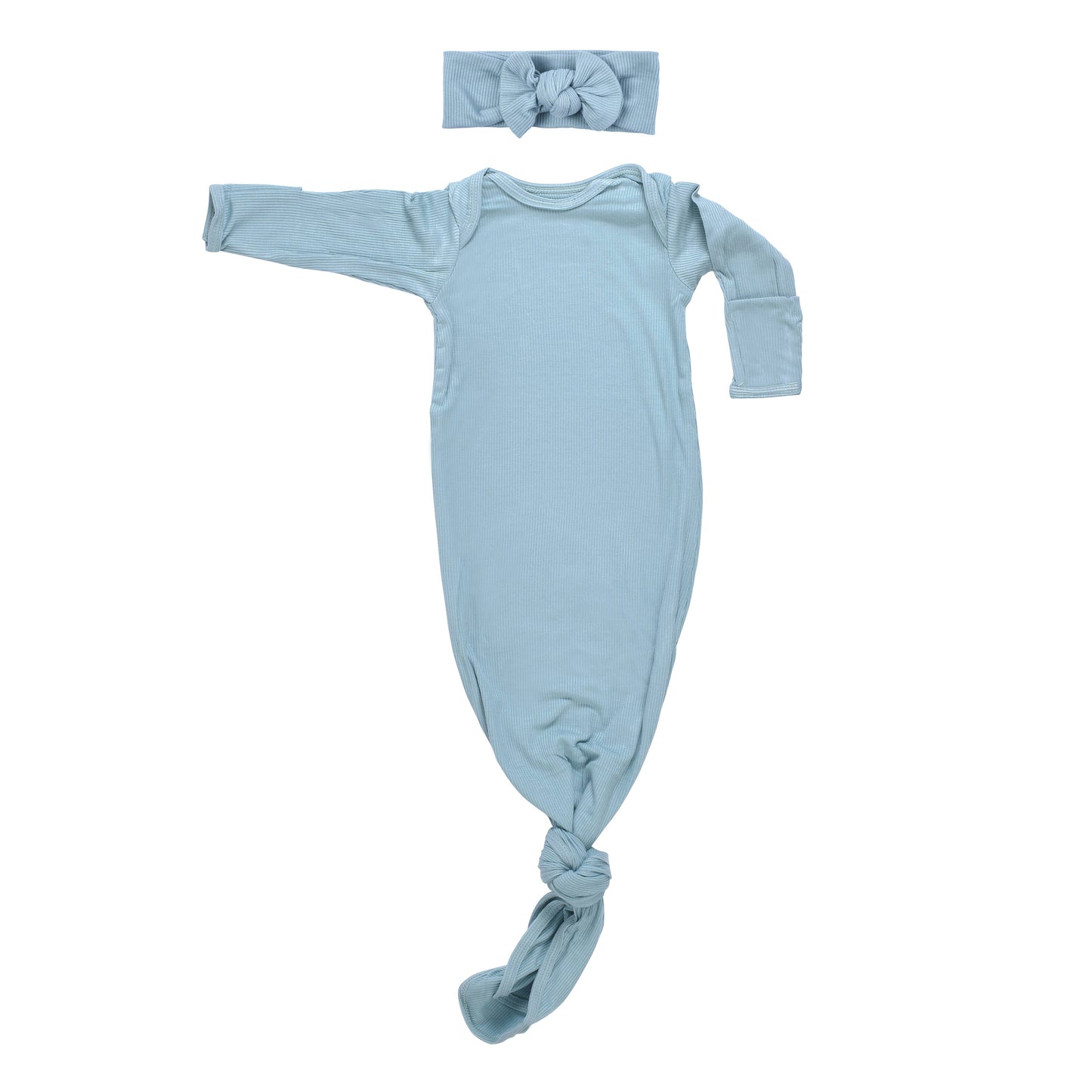 Three Little Tots - Blue Bird Knotted Gown: Gown & Hat