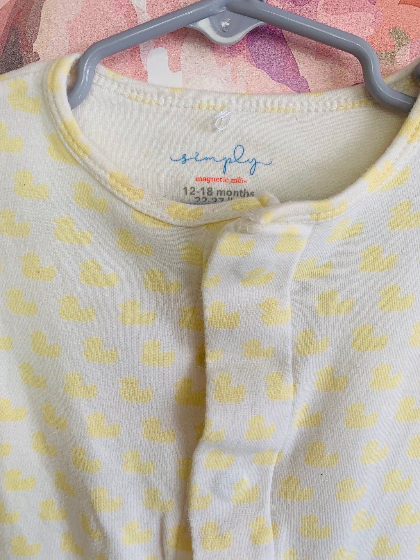 Romper bundle! 2 Magnetic Me rompers - one forest animals, stripes, dots & one farm animals and tractors. 1 Simply white romper with yellow duckies. All Size 12-18m