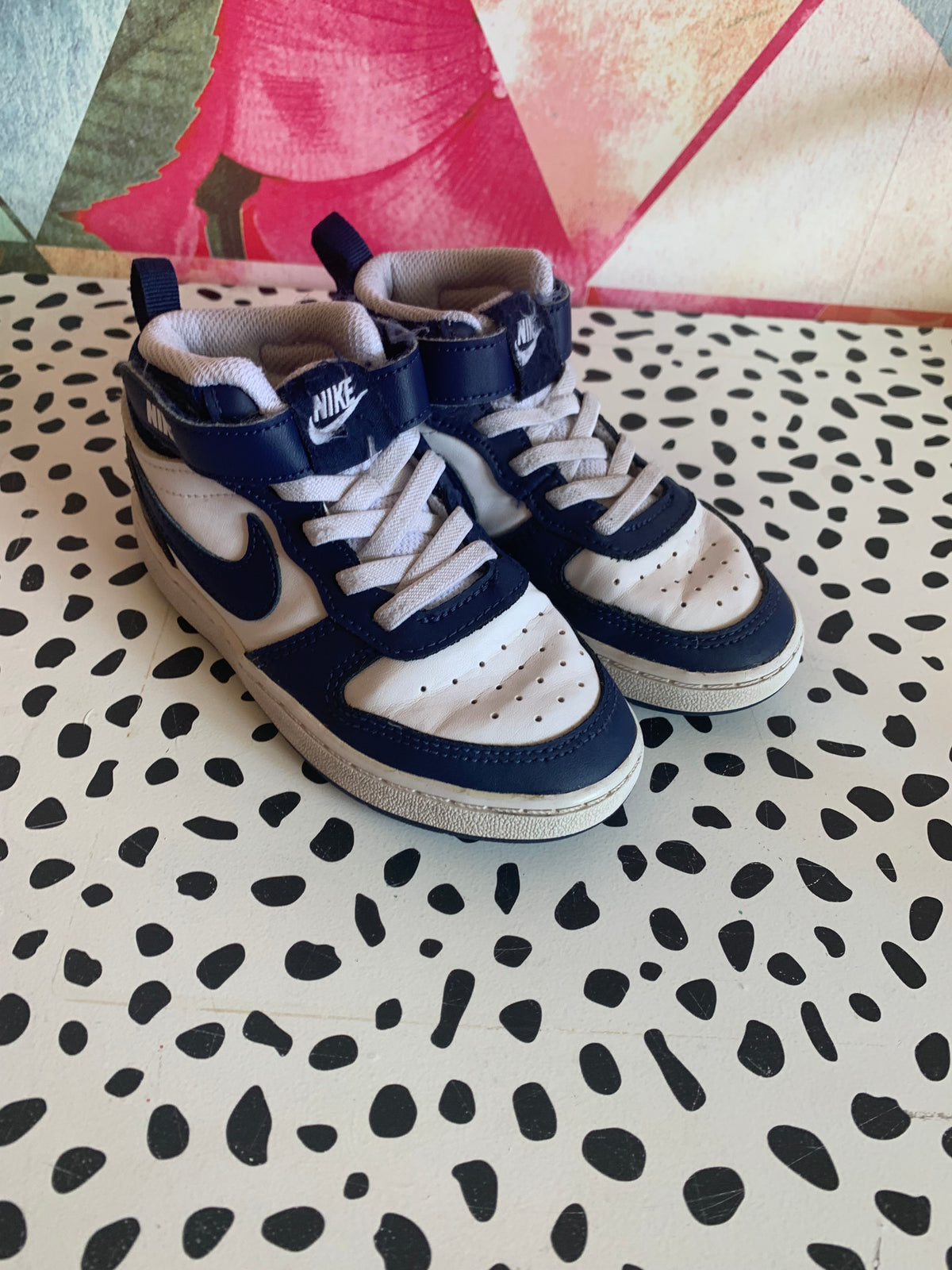 Blue and White High-Top Sneakers Nike blue/white high top sneakers with double Velcro. Size 9  main image 3