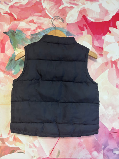 Gymboree navy blue puffy vest with snaps & plaid lining. Size 2/3