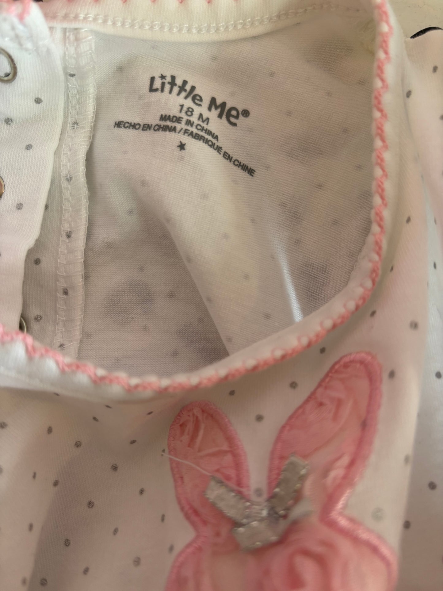 Little Me white/pink short sleeve tulle dress onesie with pink tulle bunny. Size 18m