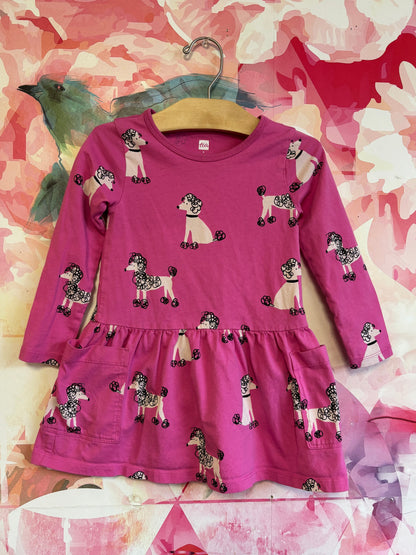 Tea Collection pink dress with white poodles. Size 3T