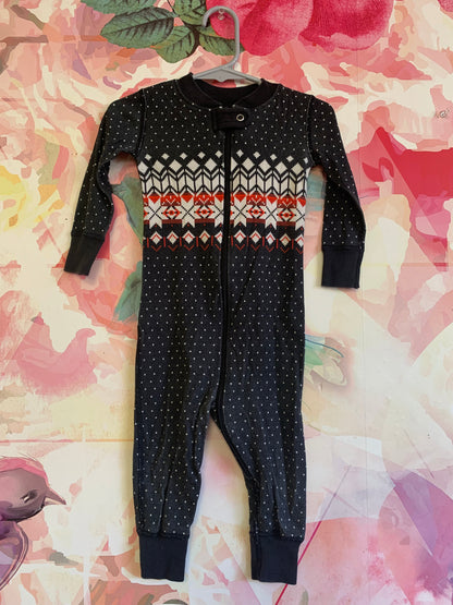 Hanna Andersson black, white, red long sleeve romper. Size 12-18m.