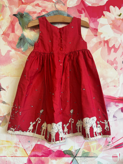 Poppy Girls red cotton Martha sleeveless Party Dress. Size 5T / 6T.