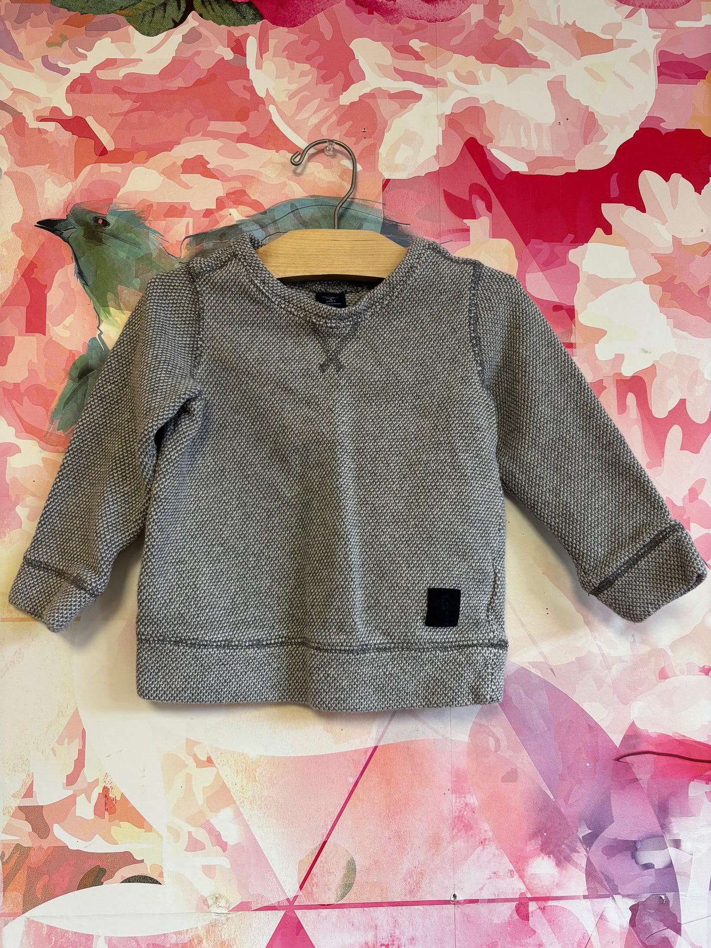 Baby Gap grey and white crewneck sweater. Size 3T