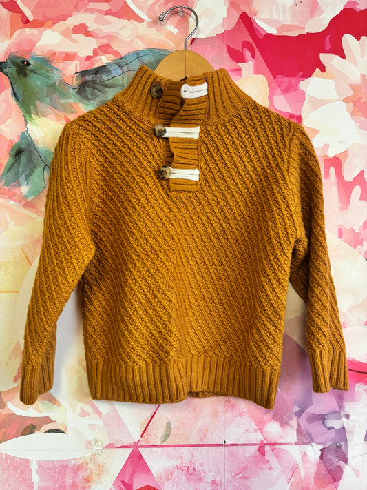 Mustard Yellow Knit Sweater With Buttons. No Tag. Size 4T.