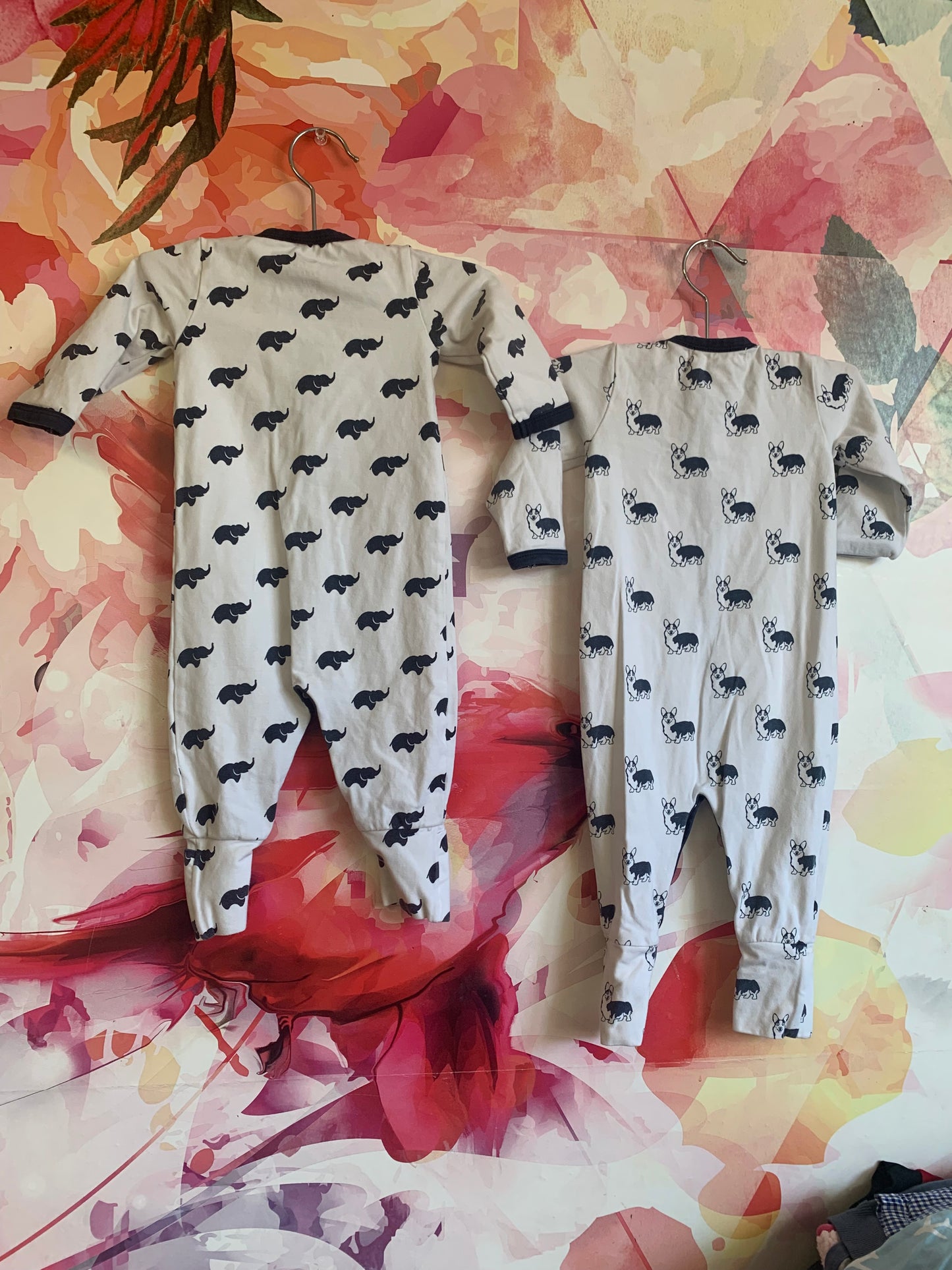 Bundle! 2 Monica & Andy On the Go One-Piece outfits. Convertible feet & snaps down front & inseam for easy on and off. 95% organic cotton 5% spandex. Lead, phthalate & flame-retardant free. Size 3-6m