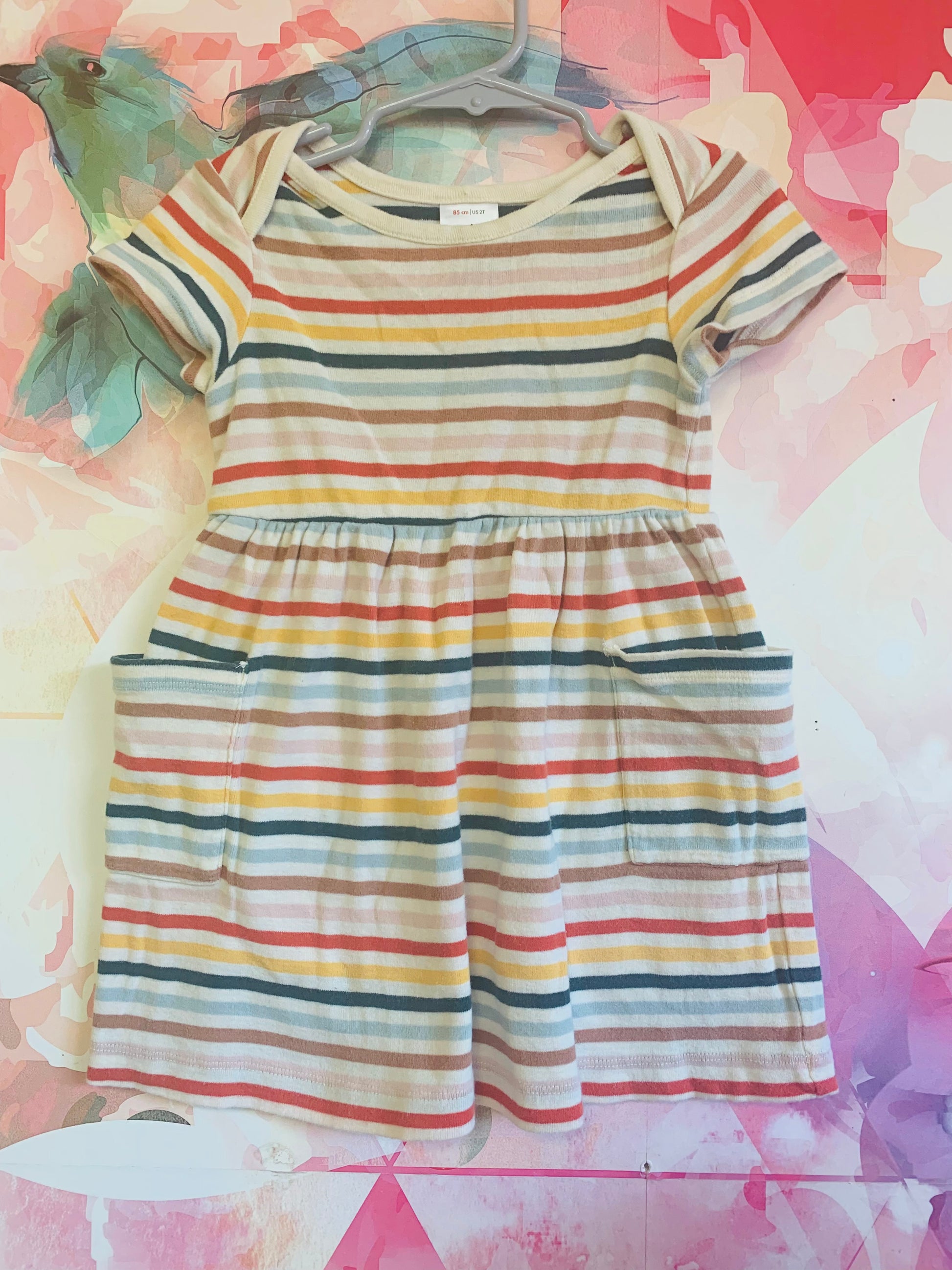 Hanna Andersson rainbow stripe short sleeve dress with front pockets. Size 2T Hanna Andersson rainbow stripe short sleeve dress with front pockets. Size 2T