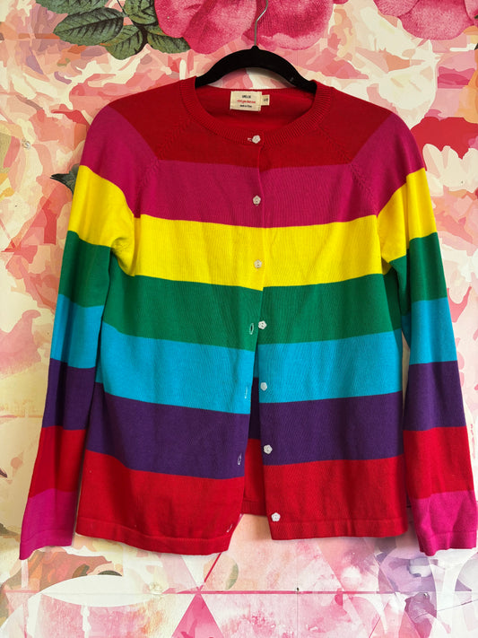 Umelok rainbow stripe long sleeve cardigan. Size 14