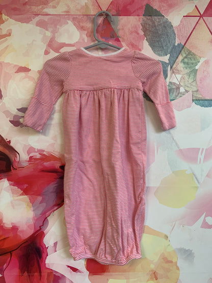 Ralph Lauren pink and white stripe sleep gown open at bottom. 100% cotton. Size 3m