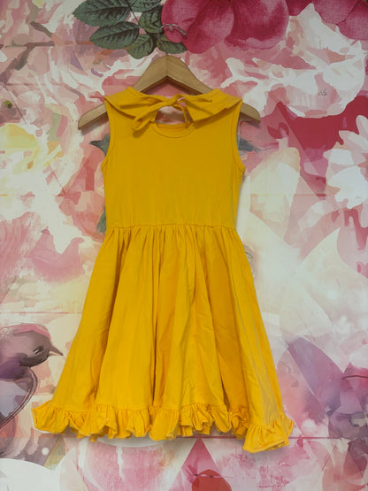 girlhood yellow sleeveless swing dress with Peter Pan collar. Size 7