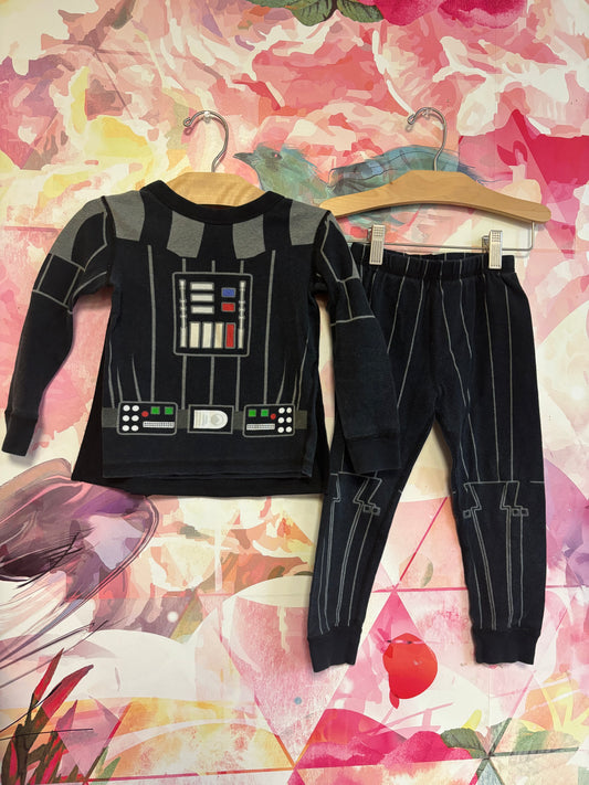 Star Wars Darth Vader black pajama set. Velcro cape. Size 4T.