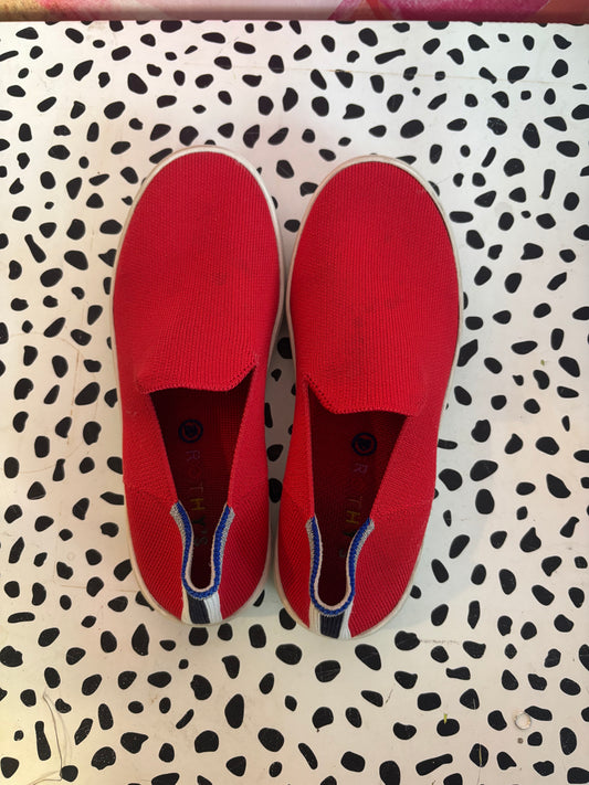 Rothy’s red slip on shoes. Size 4. *Slight stain on right shoe. See pic*