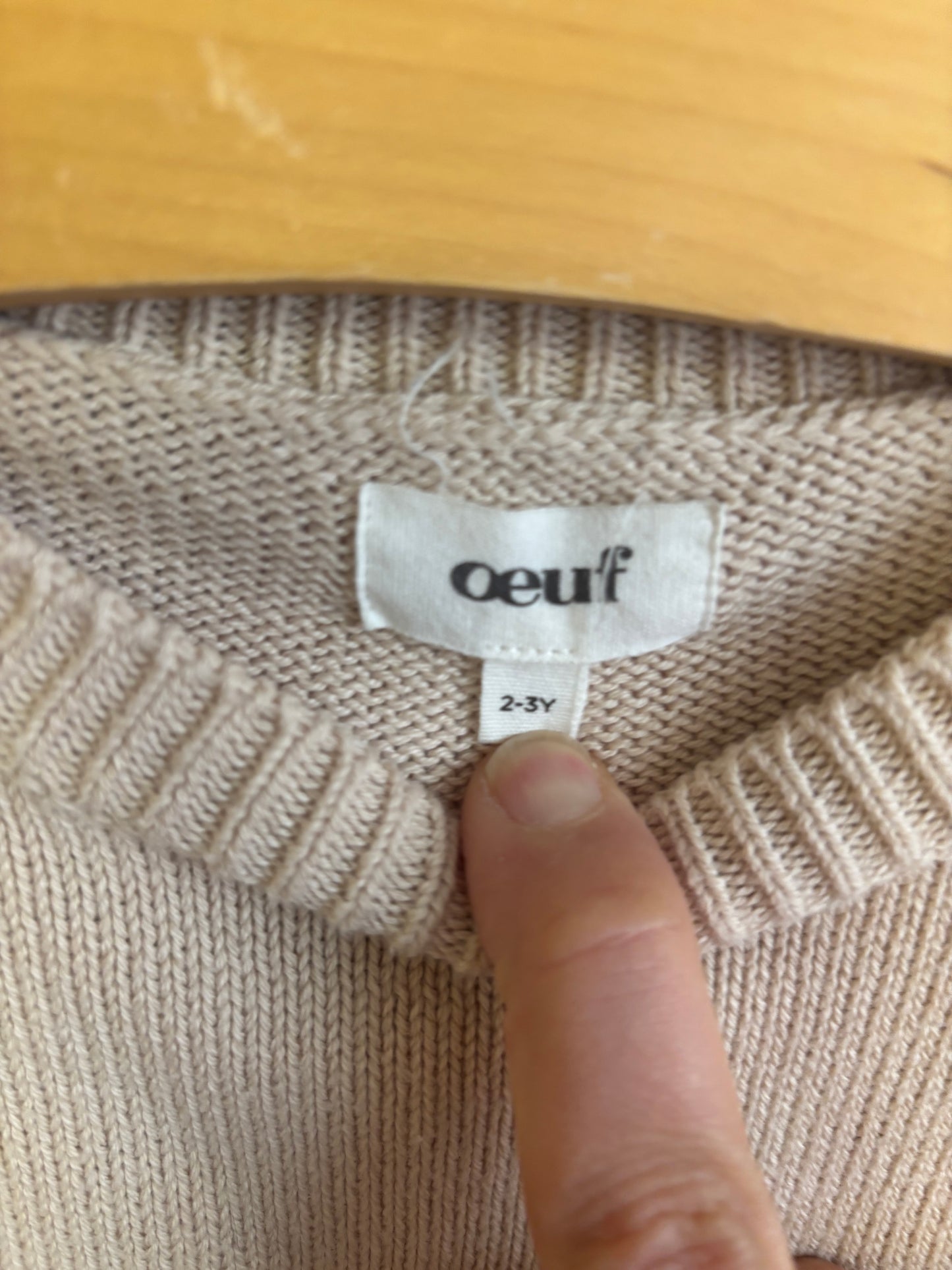 Oeuf light beige short sleeve sweater. Size 2T / 3T