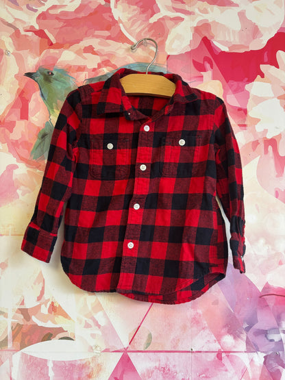 Baby Gap red & black checkered flannel button down. Size 3T