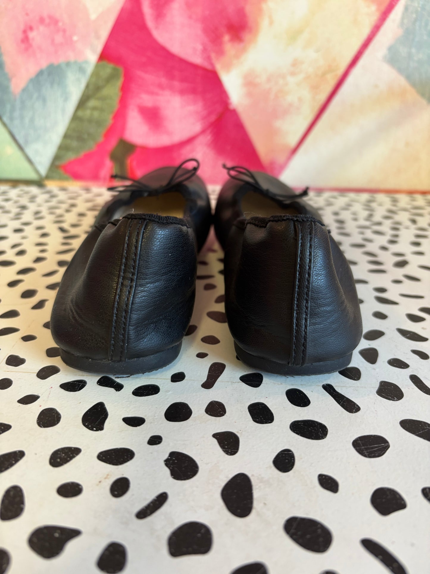 Zara black elastic stretchy heel ballet flat. Size 3.