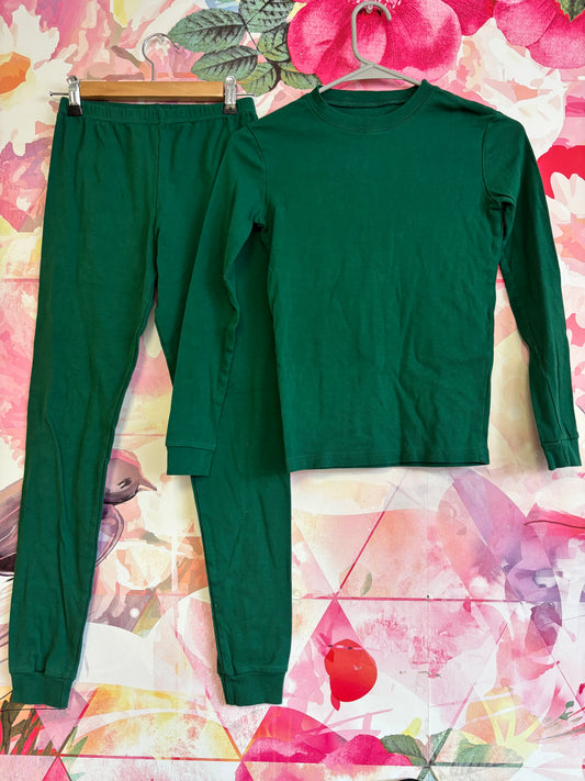 KikizYe green pajamas. long sleeve top & snug fit pants. Size 14