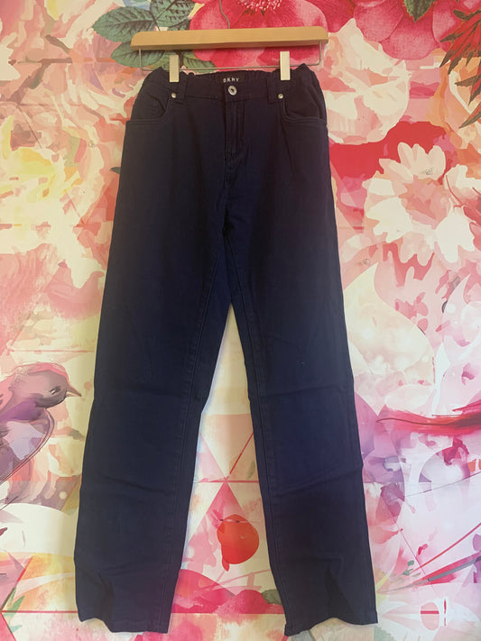 DKNY dark navy blue stretchy jeans with adjustable waist. Size 18.