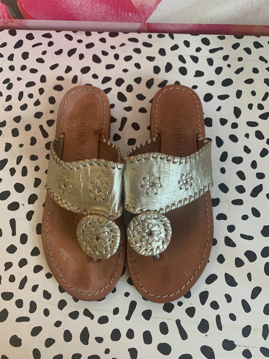 Jack Rogers gold leather flip flops. Size 3