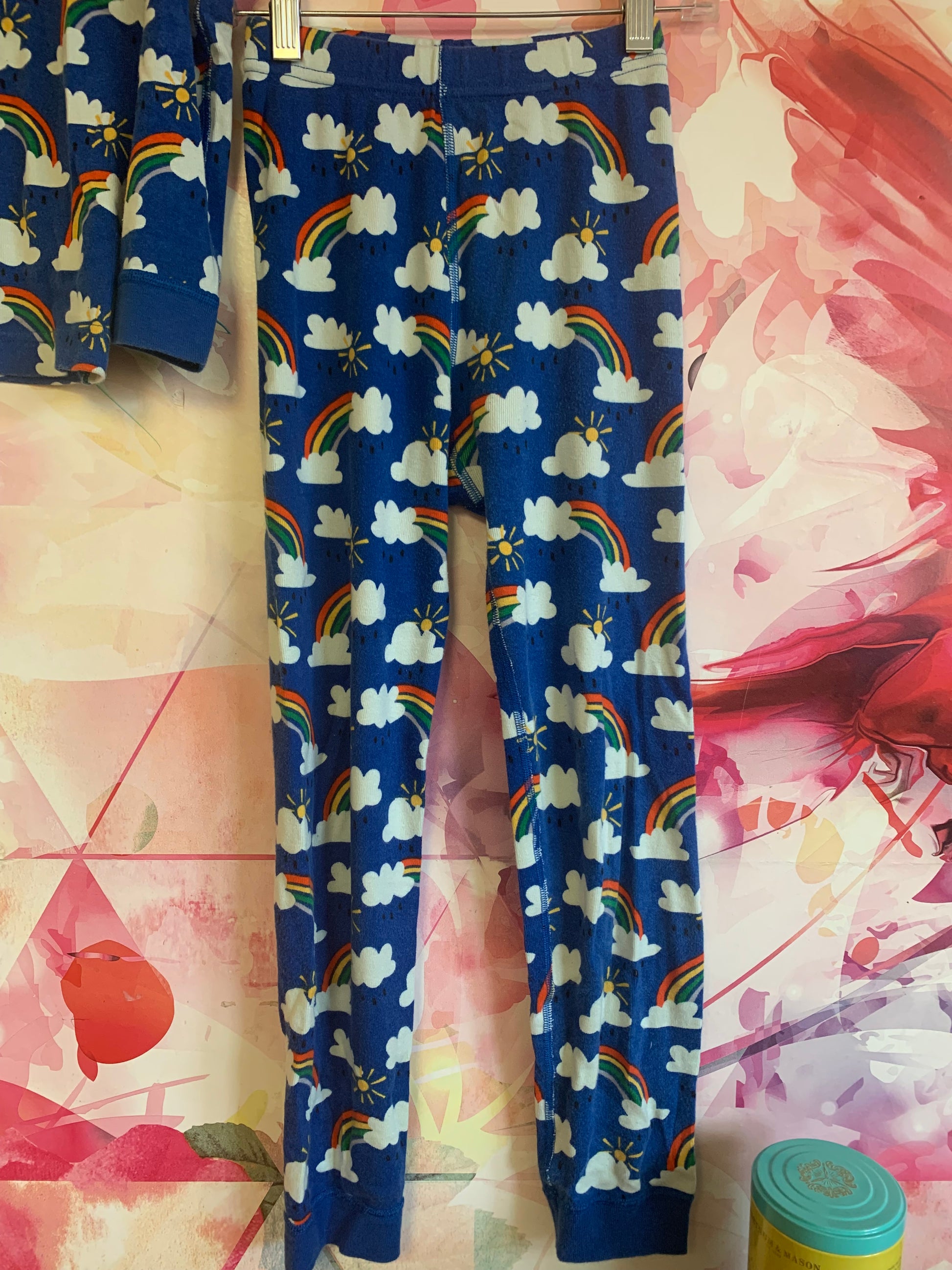 Hanna Andersson blue rainbow cloud long sleeve pajama top