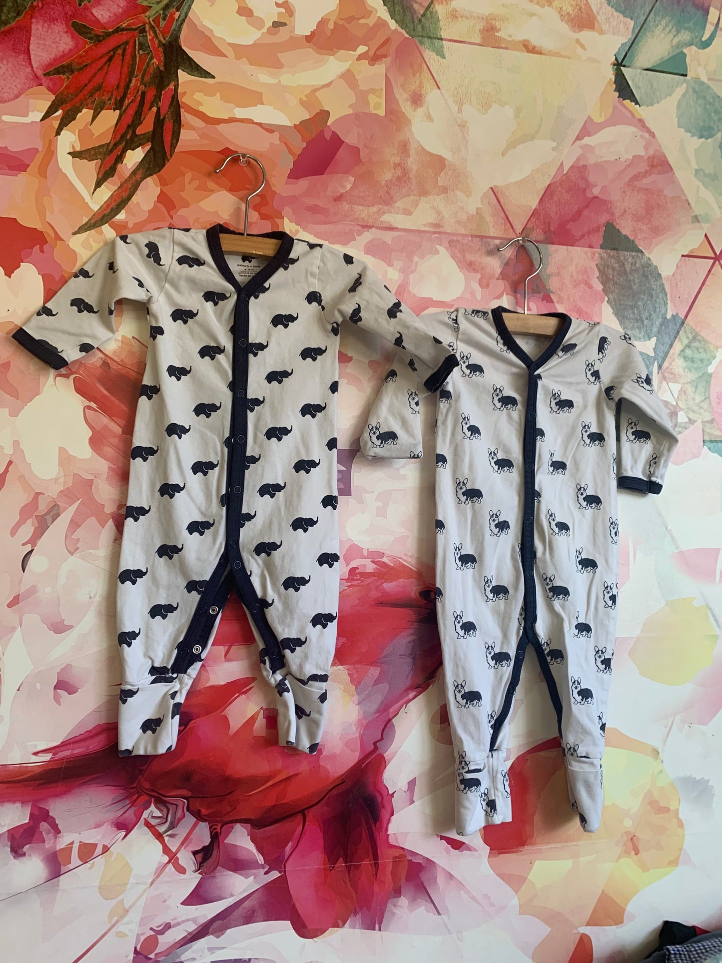 Bundle! 2 Monica & Andy On the Go One-Piece outfits. Convertible feet & snaps down front & inseam for easy on and off. 95% organic cotton 5% spandex. Lead, phthalate & flame-retardant free. Size 3-6m