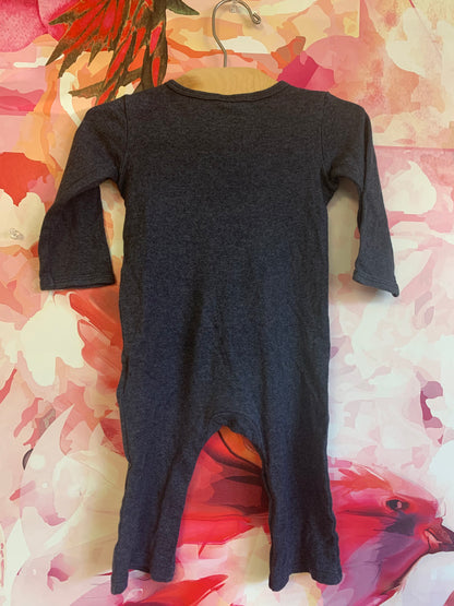 H&M dark grey long sleeve romper. Size 9m