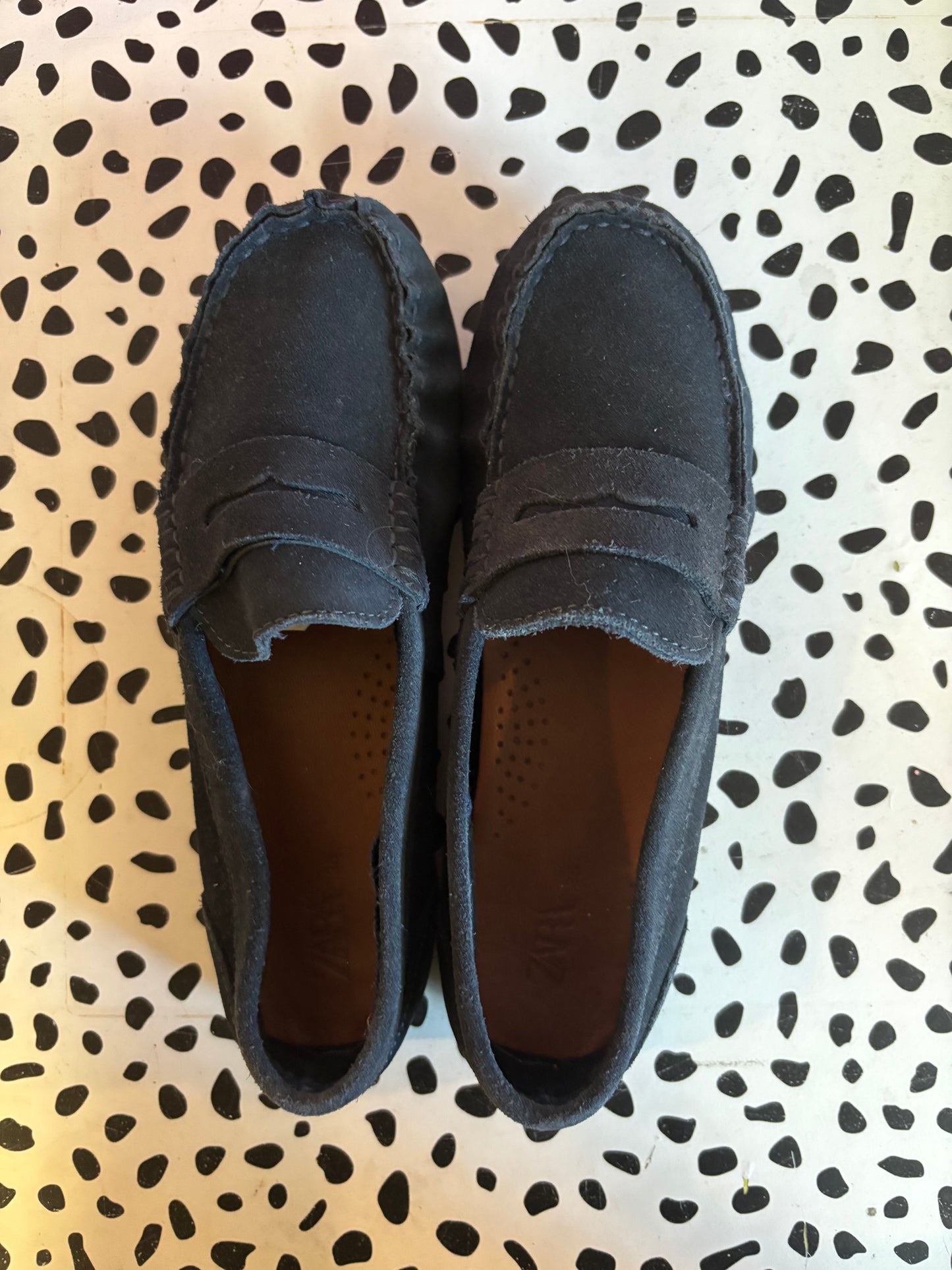 Zara navy blue suede loafers. Size 3.5