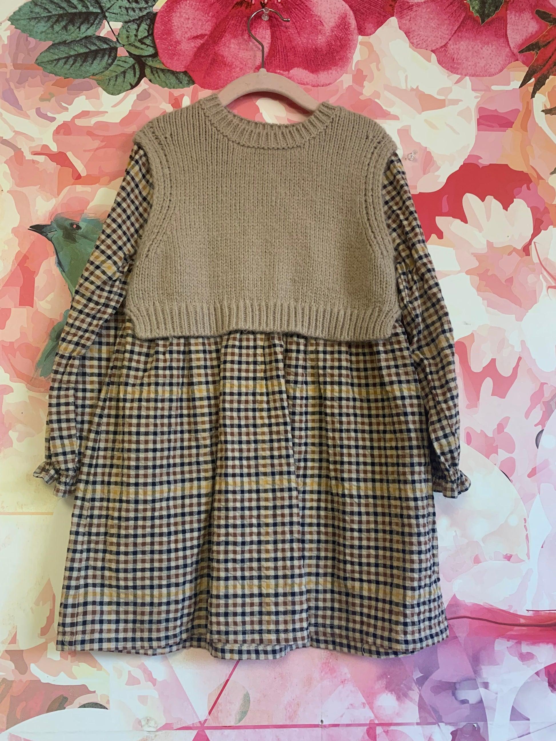 zara plaid knit dress Zara Size XS Ponte Navy Plaid Knit Pencil Dress 3/4 Sleeve Boatneck Stretch EUC