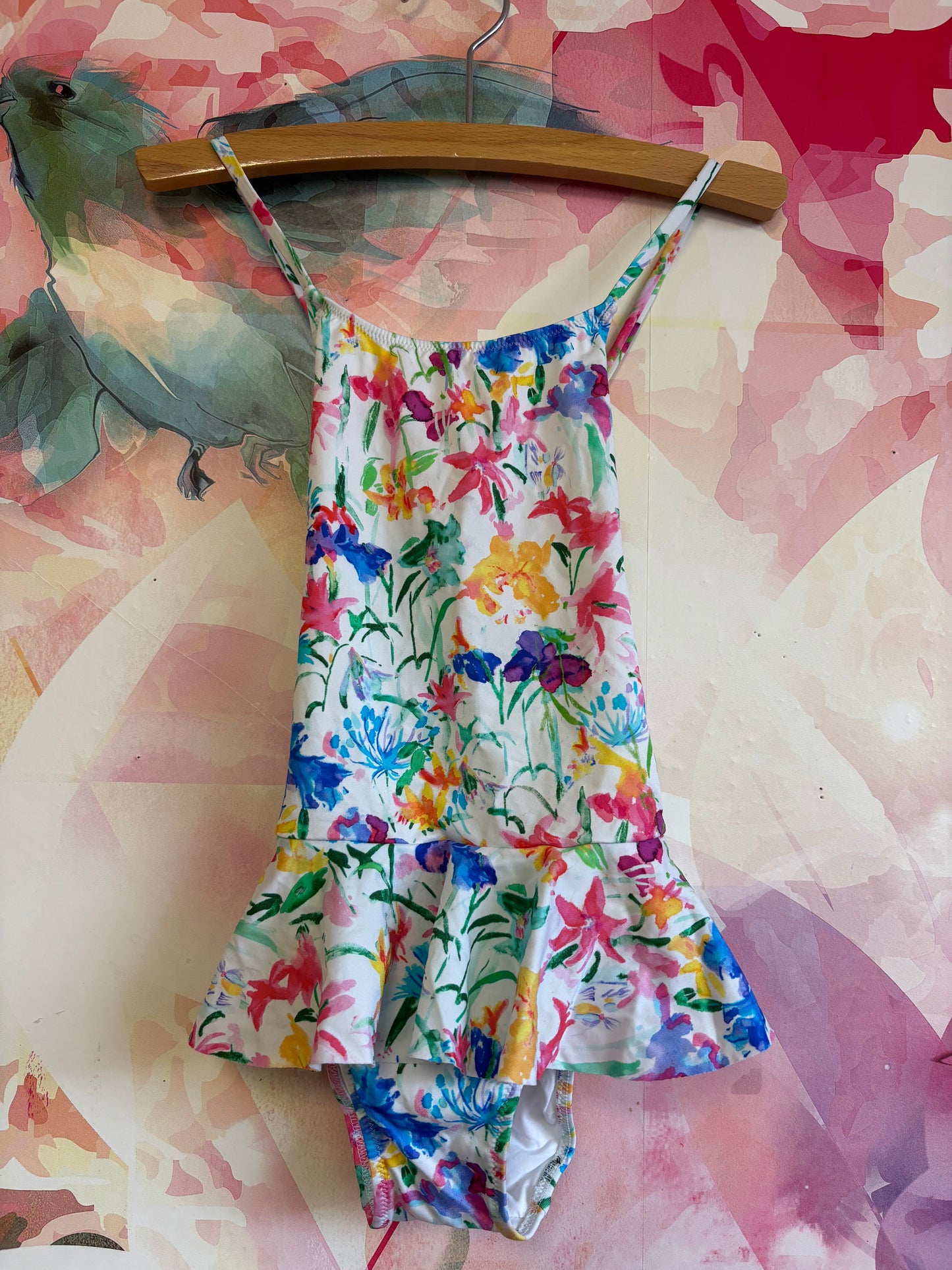 Vilebrequin colorful floral swimsuit with skirt. Size 6.