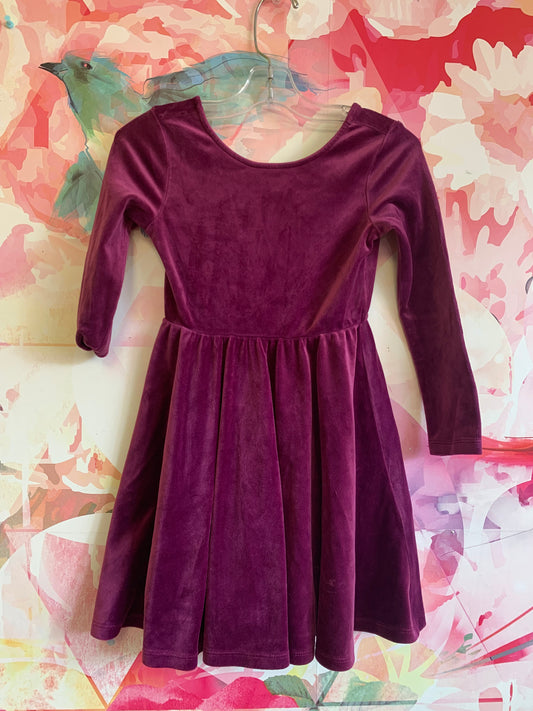 Tea Collection purple velour long sleeve scoop neck dress. Size 6