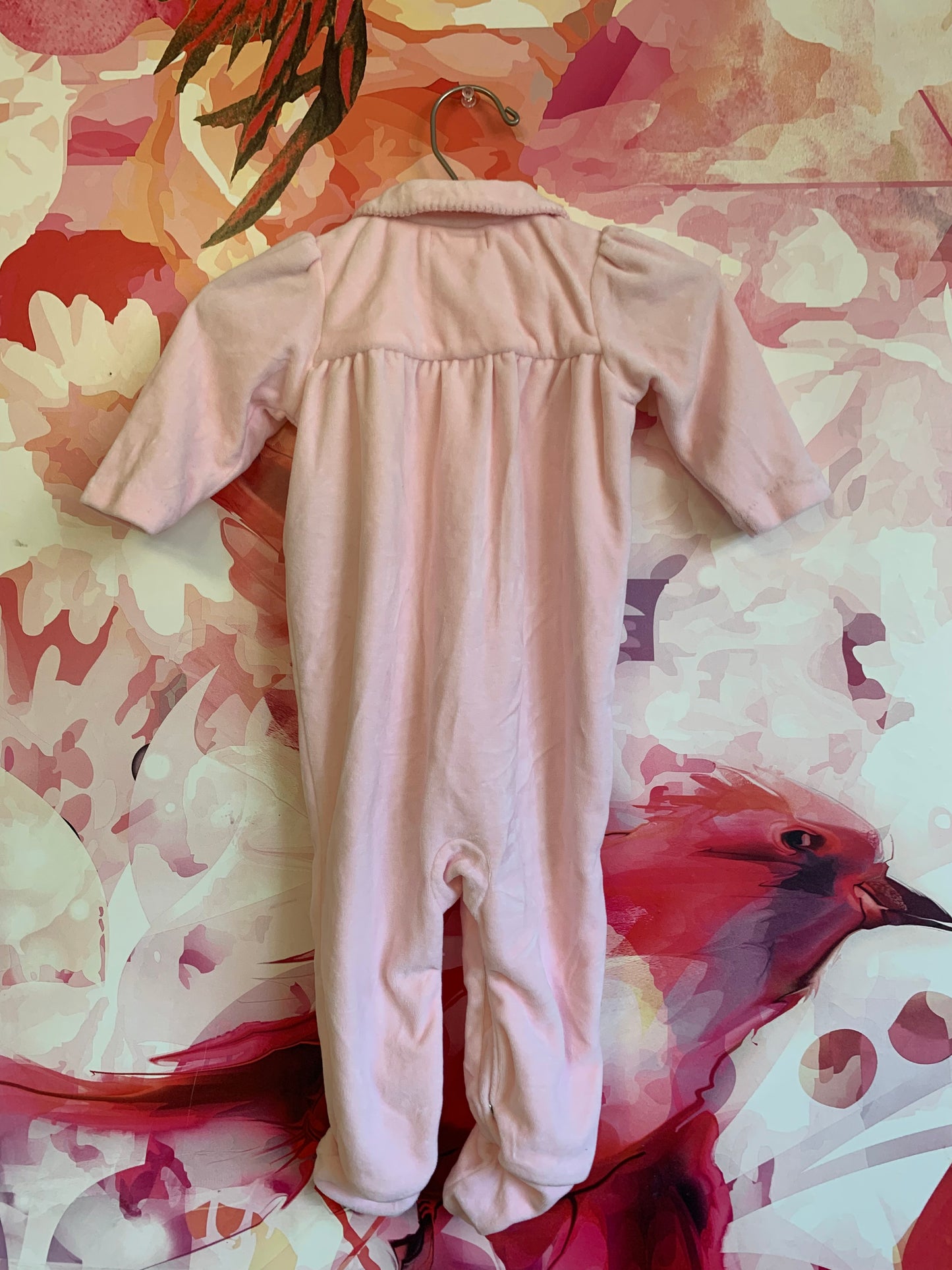 Ralph Lauren pink velour footed romper. Size 9m