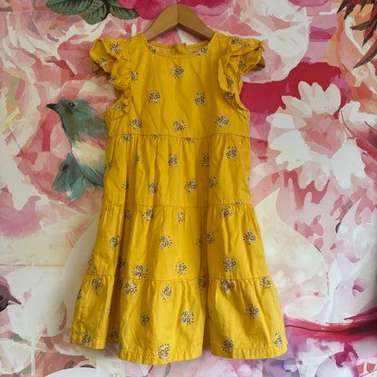 Du Pareil… au meme yellow short sleeve dress with tiny flowers. Flutter sleeve & zipper back. Size 6.