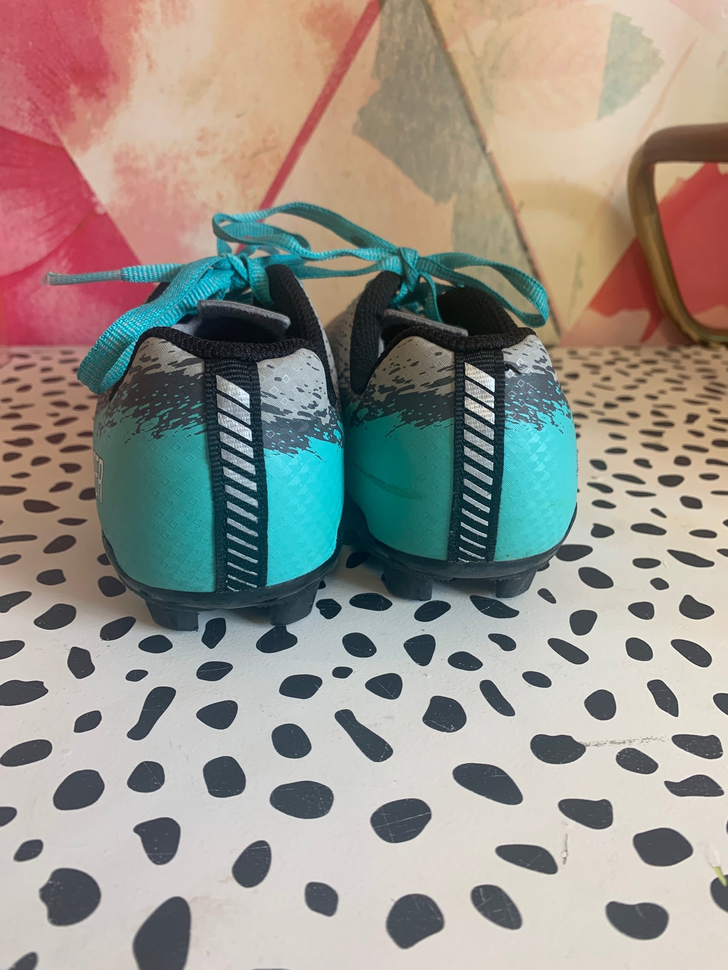 DSG Speed Viper soccer cleats. Grey and Teal. Excellent condition. Size 2.